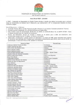 Nota Oficial FBDF 2014-004 &ndash; Convoca&ccedil;&atilde;o da Sele&ccedil;&atilde;o Sub