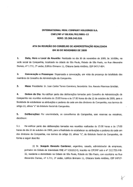 ATA DA REUNIÃO DO cONsELHo DE ADMINISTRAÇÃO