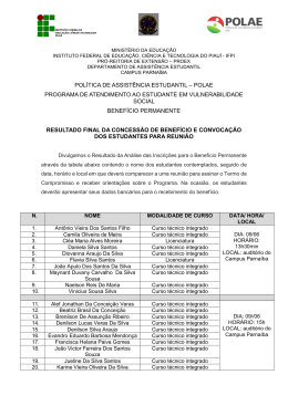 Resultado final - Instituto Federal de Educa&ccedil;&atilde;o, Ci&ecirc;ncia e