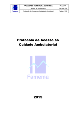 Protocolo de Acesso ao Cuidado Ambulatorial 2015