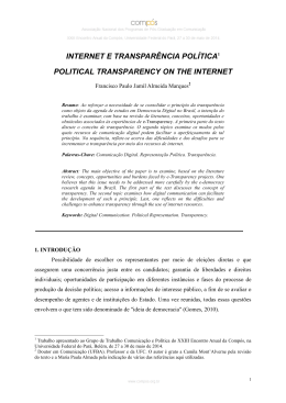 INTERNET E TRANSPARÊNCIA POLÍTICA Francisco Paulo Jamil