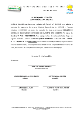 RESULTADO DE LICITAÇÃO CONCORRÊNCIA Nº. 001/2012