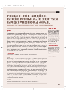 processo decis&oacute;rio para a&ccedil;&otilde;es de patroc&iacute;nio esportivo: an&aacute;lise
