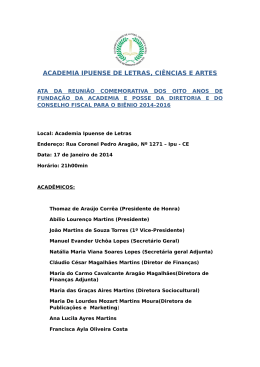 ACADEMIA IPUENSE DE LETRAS, CI&Ecirc;NCIAS E ARTES