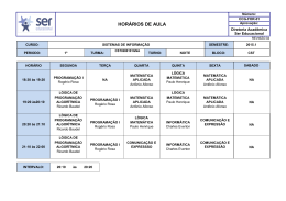 hor&aacute;rio de aula si 20151 noite - Cursos de Tecnologia da Faculdade
