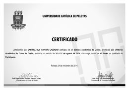 Certificamos que GABRIEL DOS SANTOS CALDEIRA Acadêmico
