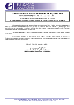 Resultado do Julgamento de Recursos contra o Resultado da Prova