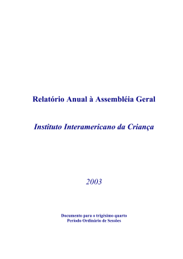 Relatório Anual à Assembléia Geral Instituto Interamericano da