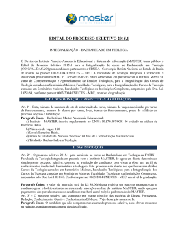 EDITAL DO PROCESSO SELETIVO 2015.1 - Cbn-Ba