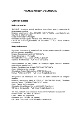 PREMIA&Ccedil;&Atilde;O DO 15&ordm; SEMIN&Aacute;RIO Ci&ecirc;ncias Exatas