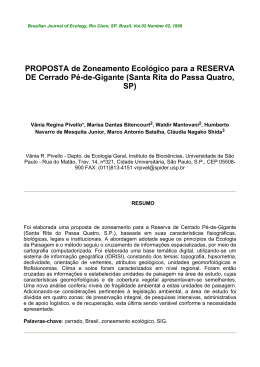 PROPOSTA de Zoneamento Ecol&oacute;gico para a RESERVA DE