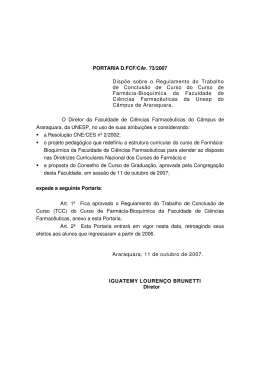 PORTARIA D.FCF/CAr. 73/2007 Disp&otilde;e sobre o Regulamento do