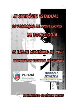 aqui - III Simp&oacute;sio de Forma&ccedil;&atilde;o de professores de Sociologia