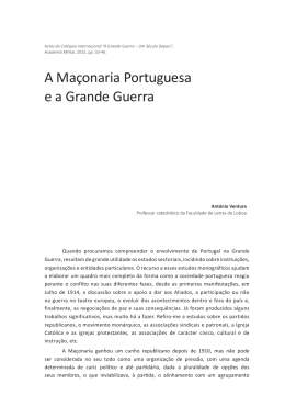 A Ma&ccedil;onaria Portuguesa e a Grande Guerra