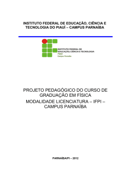 Projeto Pedag&oacute;gico do Curso de Licenciatura em F&iacute;sica