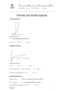 F&oacute;rmulas para fun&ccedil;&otilde;es especiais