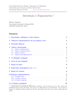 Introdu&ccedil;&atilde;o &agrave; Trigonometria 1 - Departamento de Matem&aacute;tica