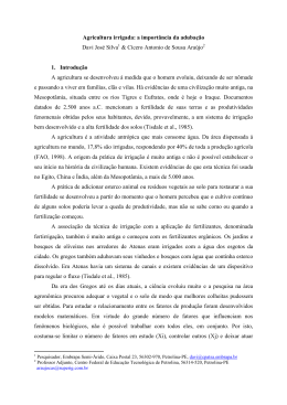 Agricultura irrigada: a import&acirc;ncia da aduba&ccedil;&atilde;o Davi Jos&eacute; Silva1