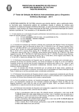 2&ordm; Teste de Sele&ccedil;&atilde;o de M&uacute;sicos Instrumentistas para a Orquestra