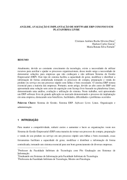 AN&Aacute;LISE, AVALIA&Ccedil;&Atilde;O E IMPLANTA&Ccedil;&Atilde;O DE SOFTWARE ERP