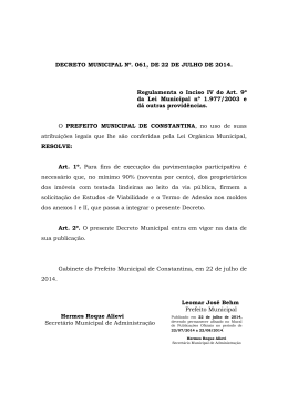 DECRETO MUNICIPAL Nº. 061, DE 22 DE JULHO DE 2014