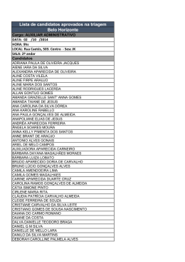 Lista de candidatos aprovados na triagem Belo Horizonte