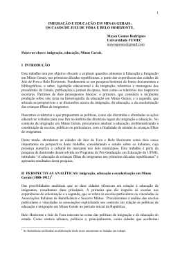 Imigra&ccedil;&atilde;o e Educa&ccedil;&atilde;o em Minas Gerais