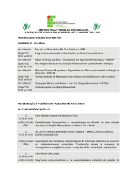 Programa&ccedil;&atilde;o e Hor&aacute;rio das Palestras