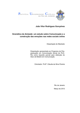 Disserta&ccedil;&atilde;o de mestrado aborda a gram&aacute;tica da amizade no