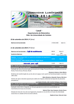 Programa - I Jornadas Lus&oacute;fonas sobre Ci&ecirc;ncias e Tecnologias de