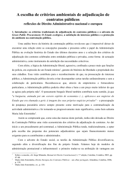 A escolha de crit&eacute;rios ambientais de adjudica&ccedil;&atilde;o de contratos