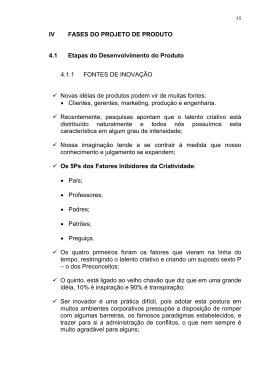 IV FASES DO PROJETO DE PRODUTO 4.1 Etapas do