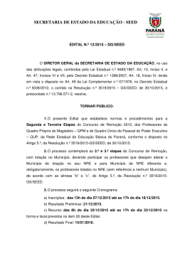 Edital n&ordm; 12/2015 - Secretaria de Estado da Educa&ccedil;&atilde;o do Paran&aacute;