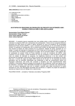 as etapas do processo de produ&ccedil;&atilde;o do projeto de extens&atilde;o ade!