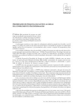Prioridades de pesquisa em sa&uacute;de e as &aacute;reas