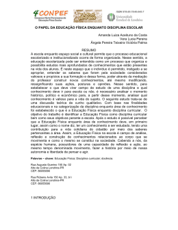 o papel da educa&ccedil;&atilde;o f&iacute;sica enquanto disciplina escolar