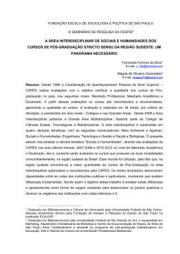 a &aacute;rea interdisciplinar de sociais e humanidades dos