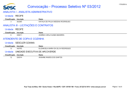 Convoca&ccedil;&atilde;o - Processo Seletivo N&ordm; 03/2012
