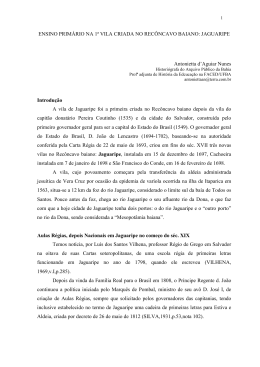 JAGUARIPE no sc. XIX - Sociedade Brasileira de Hist&oacute;ria da