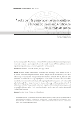 a hist&oacute;ria do Invent&aacute;rio Art&iacute;stico do Patriarcado de Lisboa