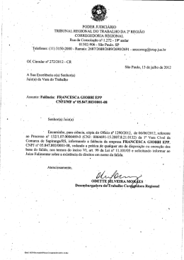I _ PODER JUDICI&Aacute;RIO - Tribunal Regional do Trabalho da 2&ordf;