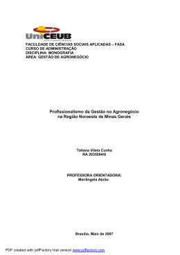 Profissionalismo da Gest&atilde;o no Agroneg&oacute;cio na Regi&atilde;o