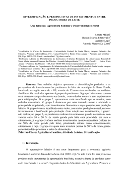 Diversifica&ccedil;&atilde;o e Perspectivas de Investimentos entre