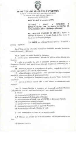 LEI 829 - Prefeitura Municipal de Aparecida do Taboado
