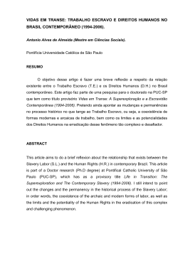 vidas em transe: trabalho escravo e direitos humanos
