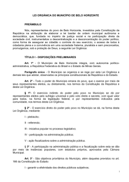 LEI ORG&Acirc;NICA DO MUNIC&Iacute;PIO DE BELO HORIZONTE