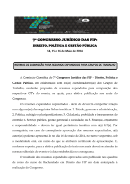 7&ordm; Congresso Jur&iacute;dico das FIP - Normas para Envio de Trabalho