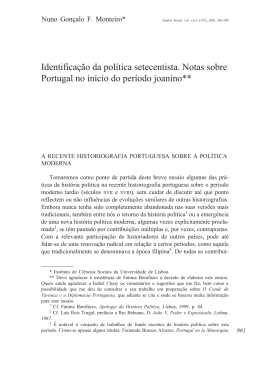 Identifica&ccedil;&atilde;o da pol&iacute;tica setecentista. Notas sobre