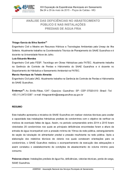 an&aacute;lise das defici&ecirc;ncias no abastecimento p&uacute;blico e nas