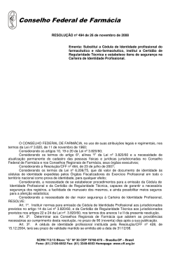 Altera a Resolu&ccedil;&atilde;o n&ordm; 494/08 - Conselho Federal de Farm&aacute;cia